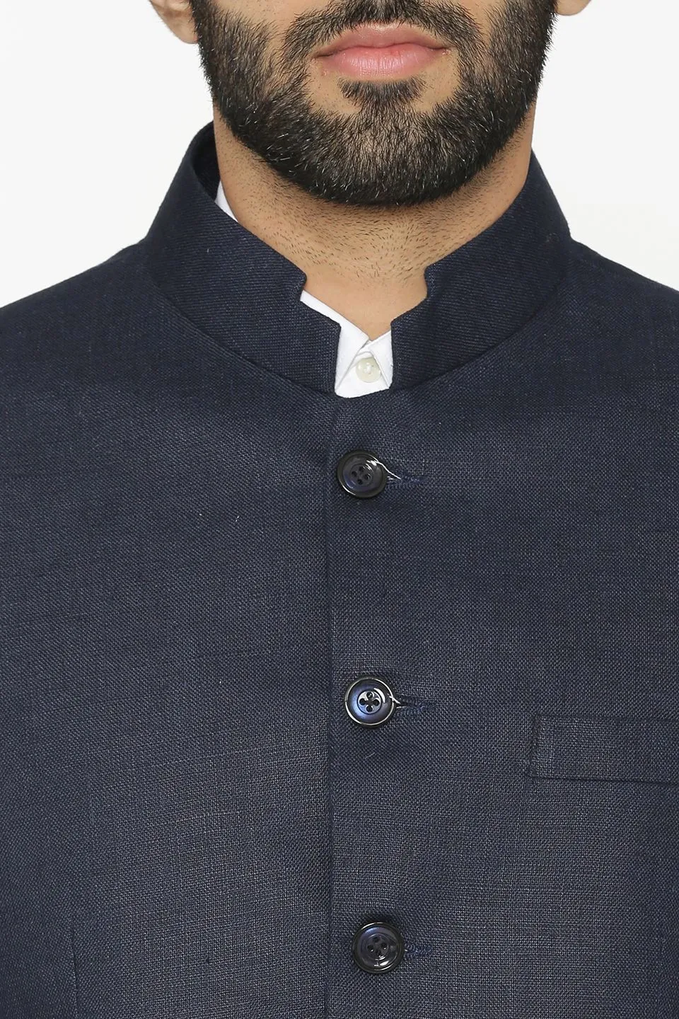 100% Linen Blue Bandhgala