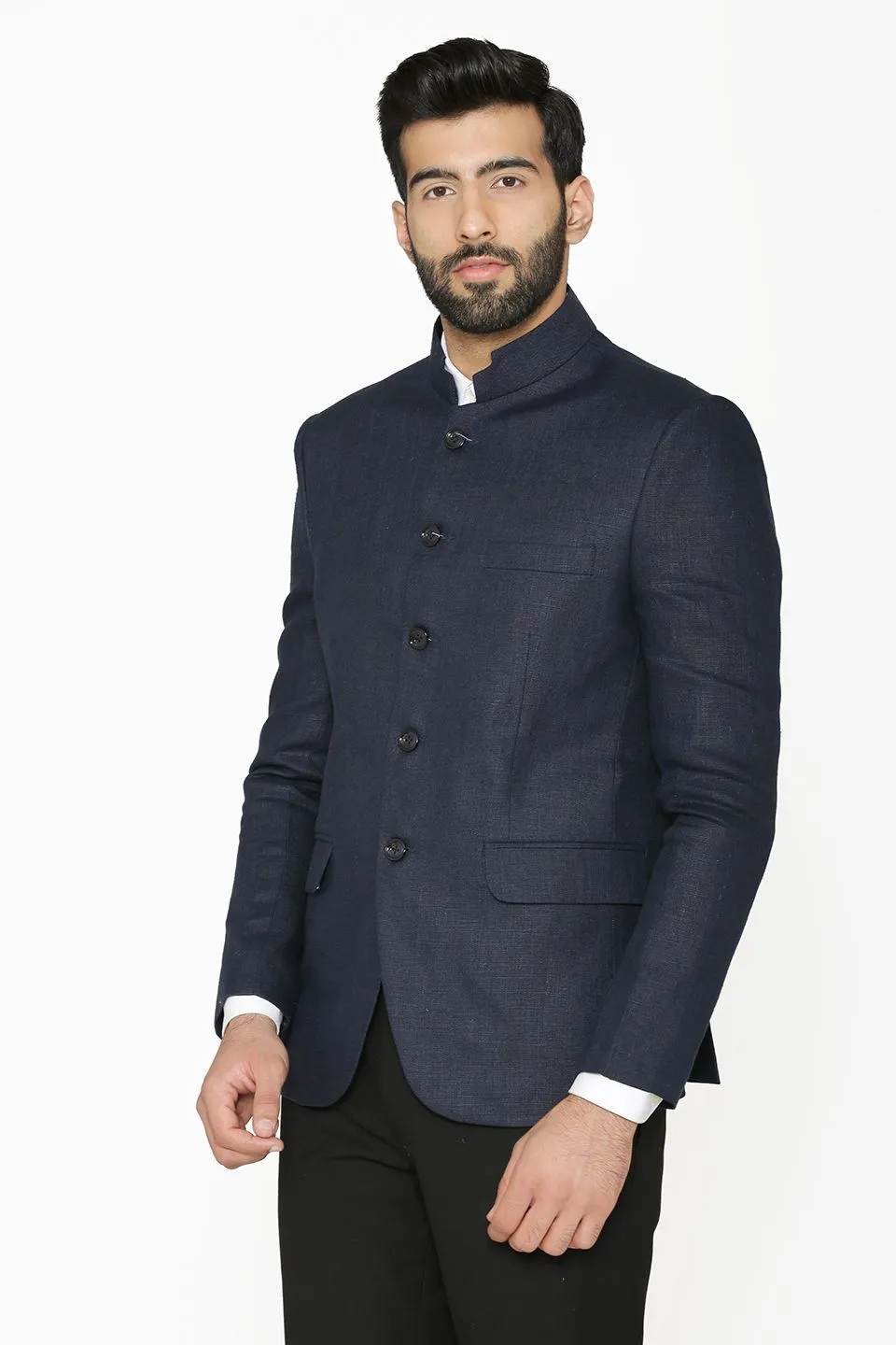 100% Linen Blue Bandhgala