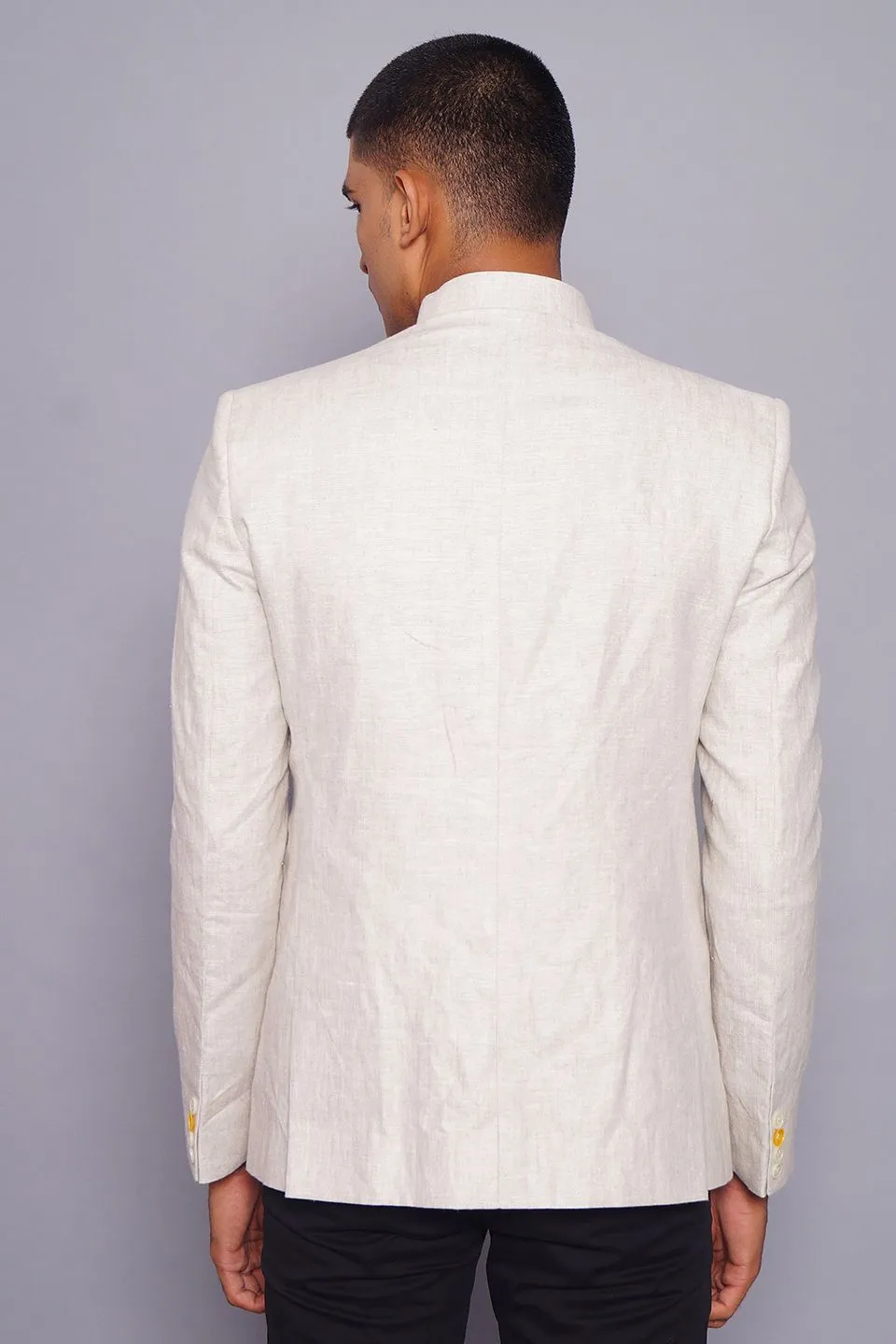 100% Linen Natural Bandhgala