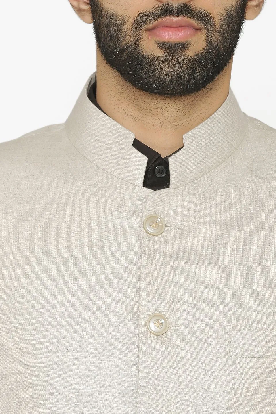 100% Linen White Bandhgala
