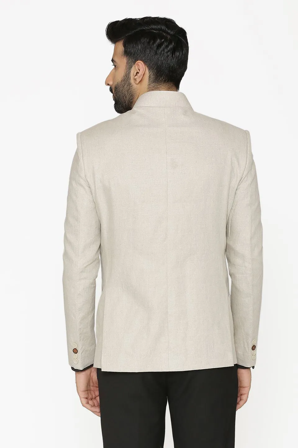 100% Linen White Bandhgala