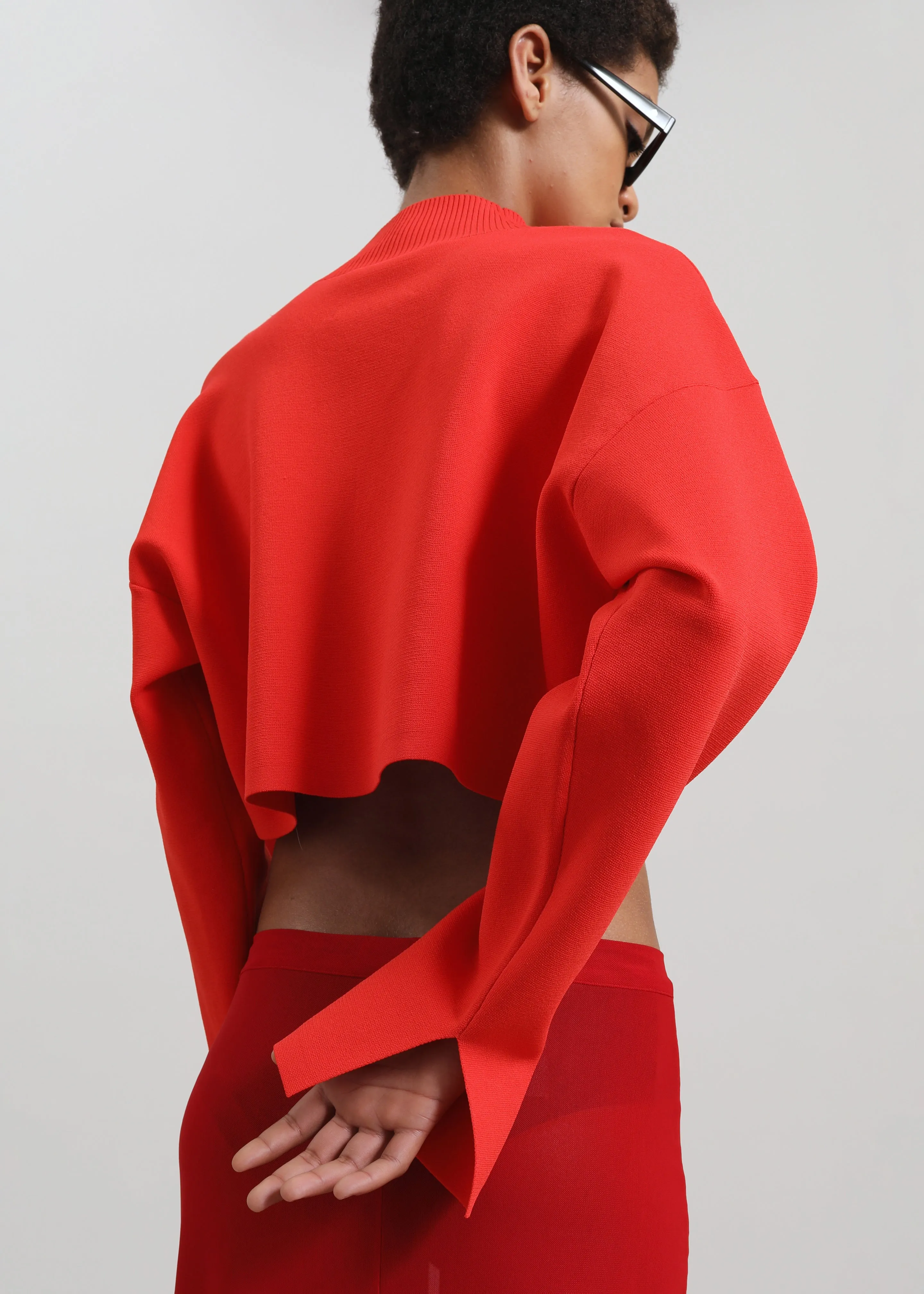 3.1 Phillip Lim Compact Rib Cropped Turtleneck - Poppy