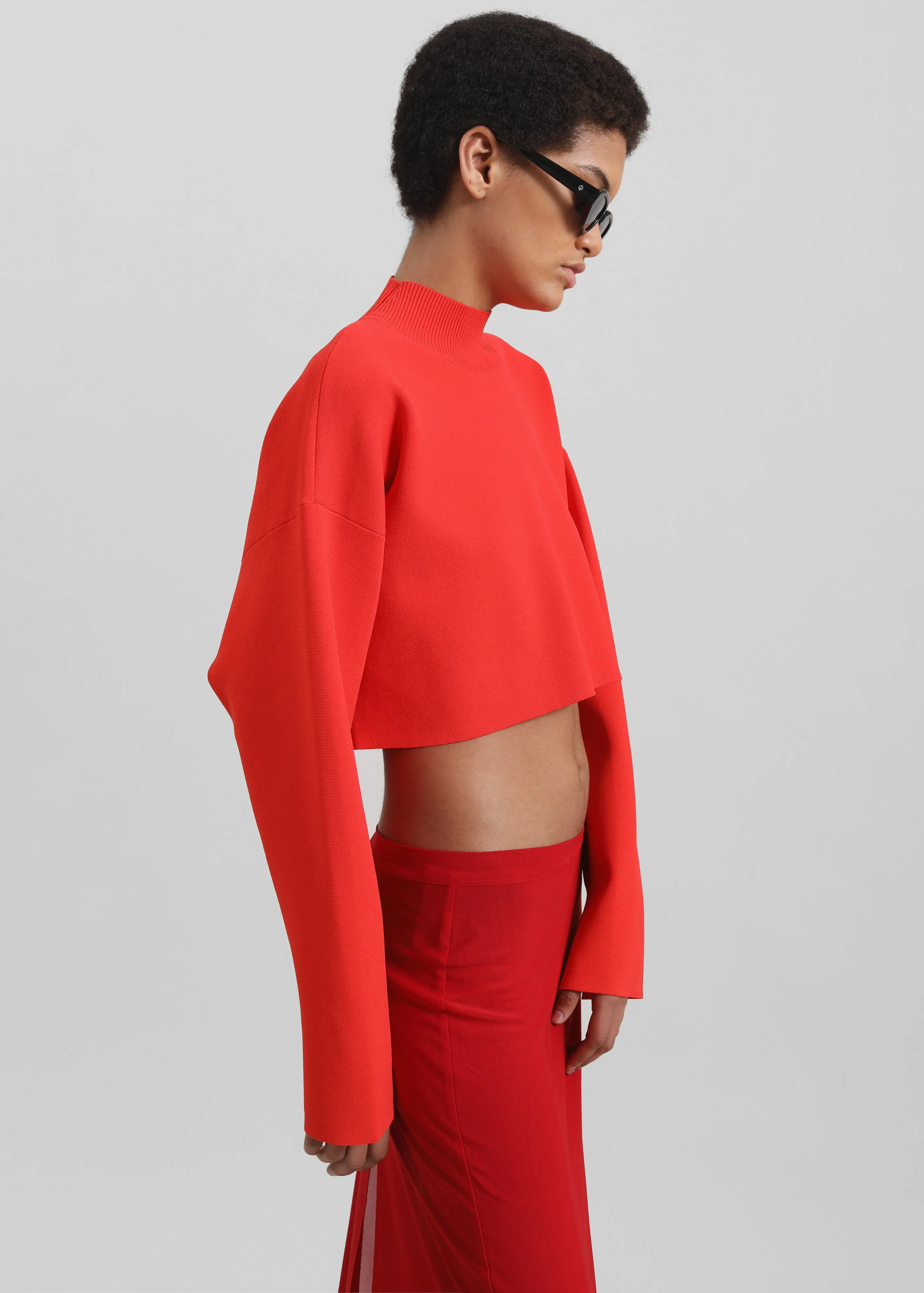 3.1 Phillip Lim Compact Rib Cropped Turtleneck - Poppy
