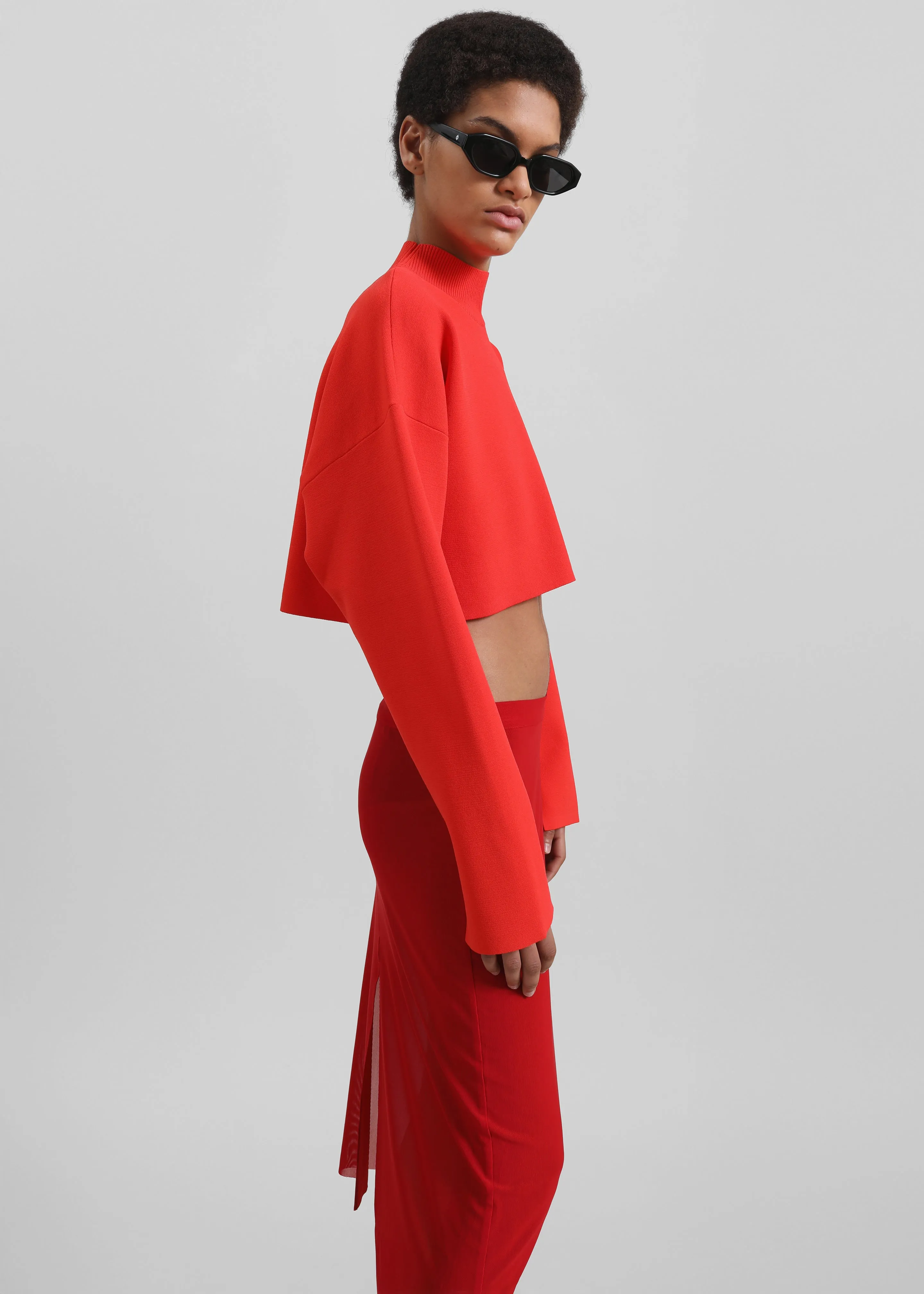 3.1 Phillip Lim Compact Rib Cropped Turtleneck - Poppy