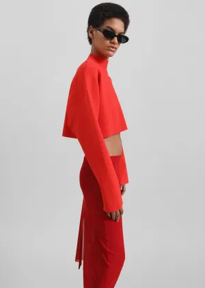 3.1 Phillip Lim Compact Rib Cropped Turtleneck - Poppy
