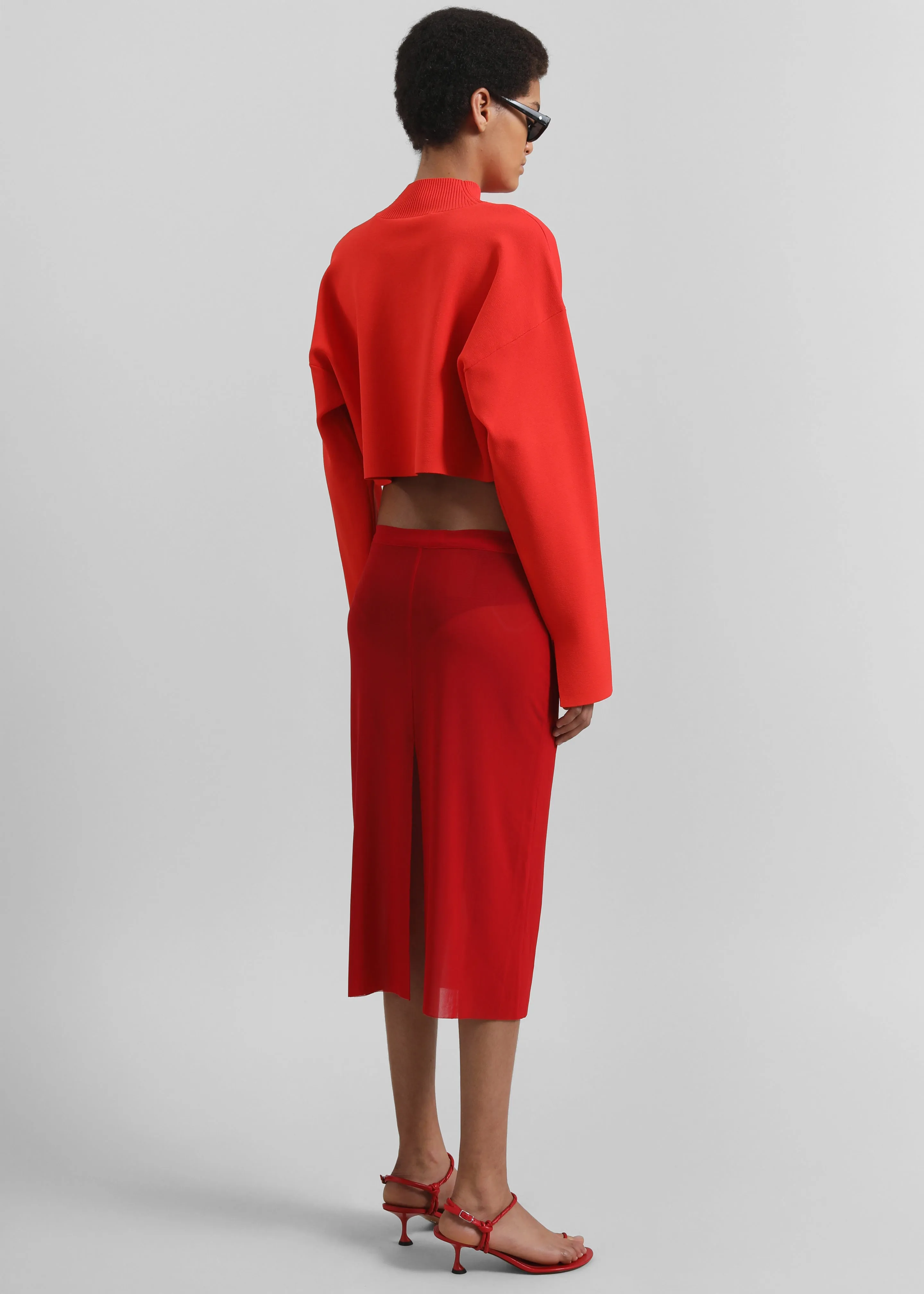 3.1 Phillip Lim Compact Rib Cropped Turtleneck - Poppy