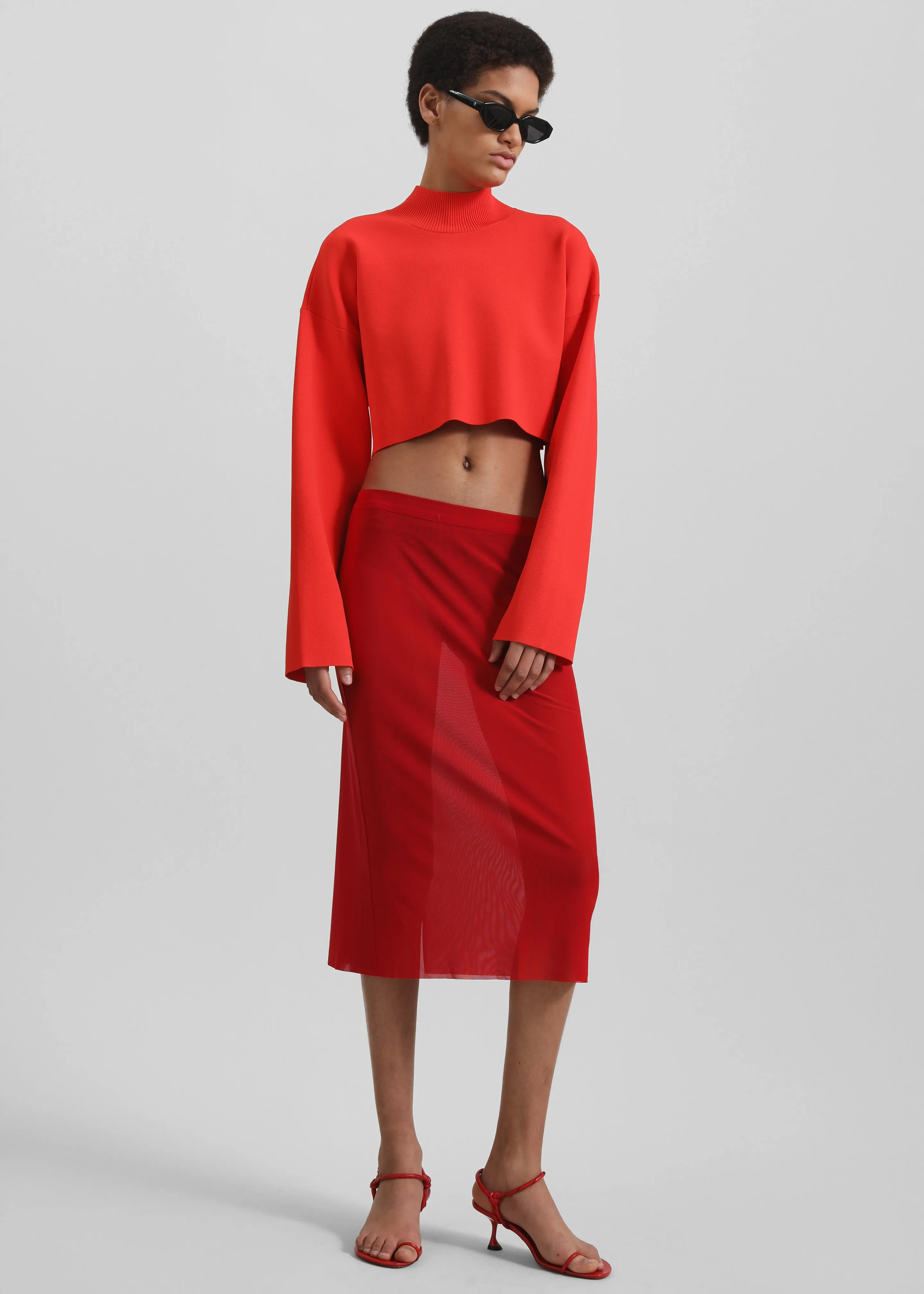 3.1 Phillip Lim Compact Rib Cropped Turtleneck - Poppy