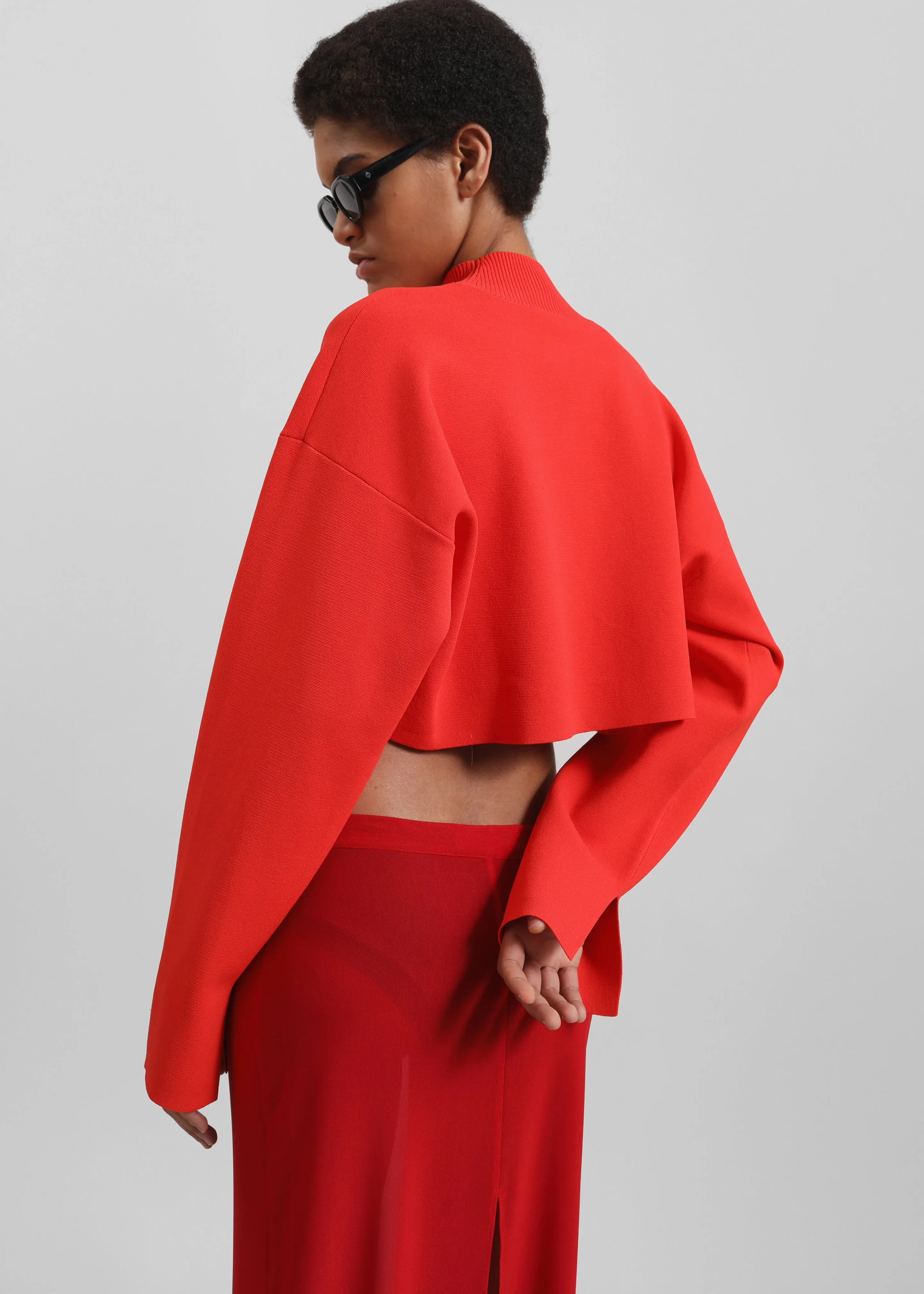 3.1 Phillip Lim Compact Rib Cropped Turtleneck - Poppy