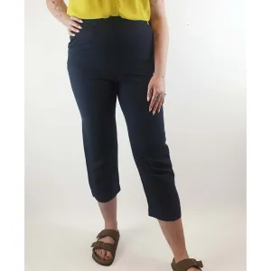 Alpha 60 navy linen mix straight leg pants with pockets size L (best fits size 12)