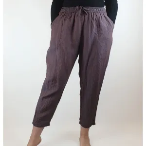 Alpha 60 Red 100% linen straight leg pants with blue undertones size L (best fits size 12)