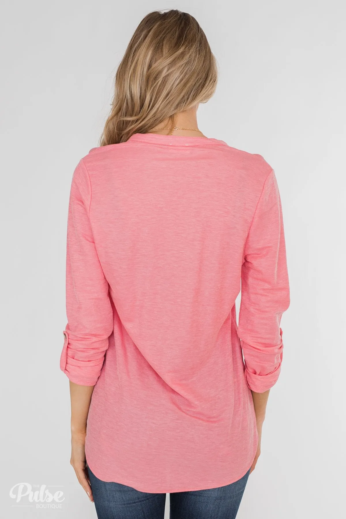 Always Be True V-Neck Top- Pink