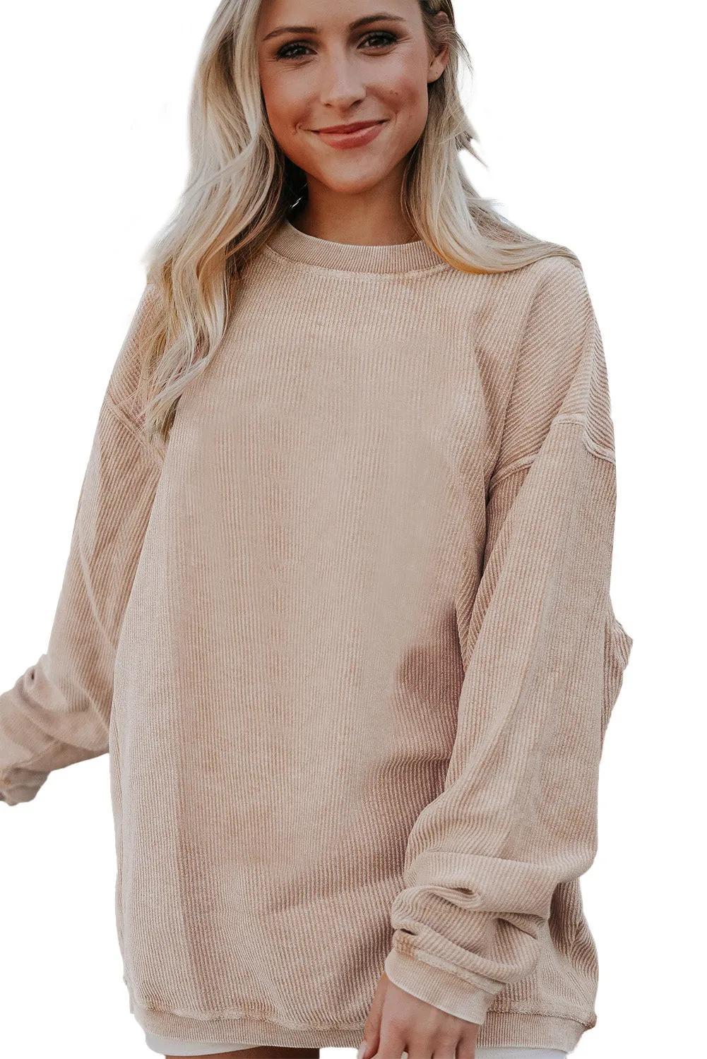 Apricot JOLENE Ribbed Corded Oversized Sweatshirt