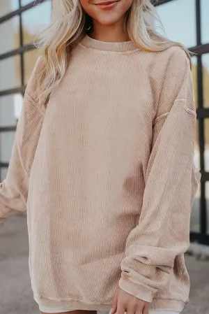 Apricot JOLENE Ribbed Corded Oversized Sweatshirt