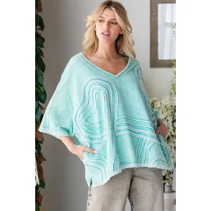 Aqua Washed Connective Hearts V Neck Oli&Hali Tops