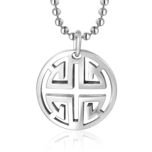 Artistic Dual Ring Long Necklace with Auspicious Pattern for Men