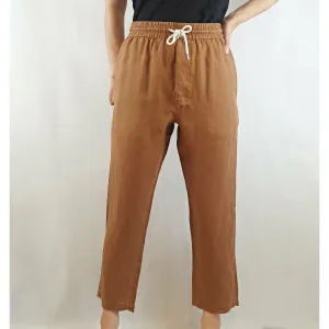 Assembly Label second hand 100% linen brown drawstring pants size 8