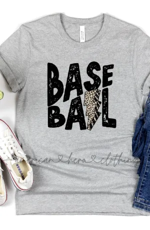 Baseball Leopard Lightning Bolt Tee