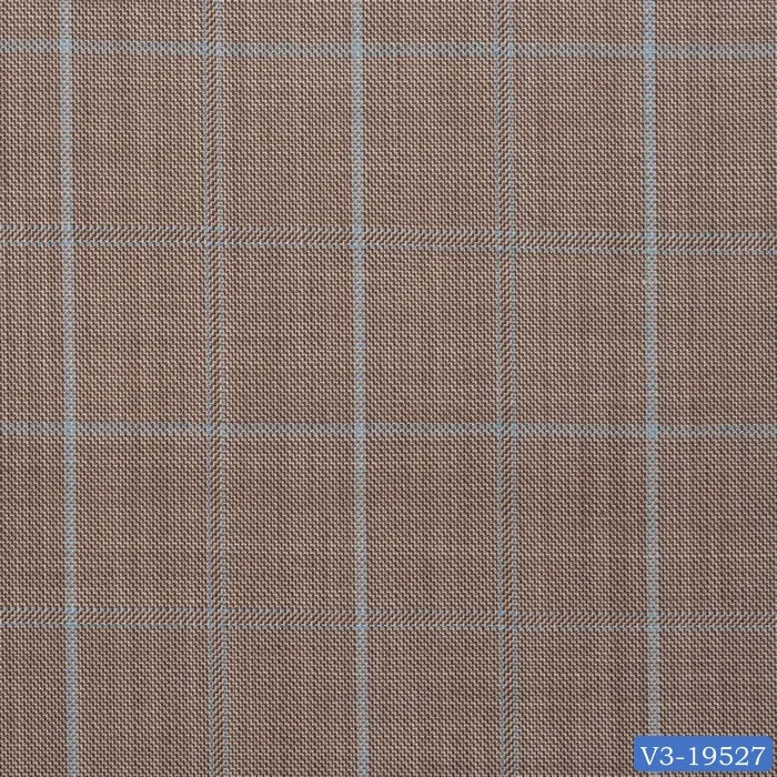 Beige with Light Blue Check Long Suit