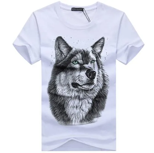 BINYUXD New Summer Brand large size 3D Wolf head T-shirt man round collar short sleeve T-shirt men fashion t shirt short sleeves