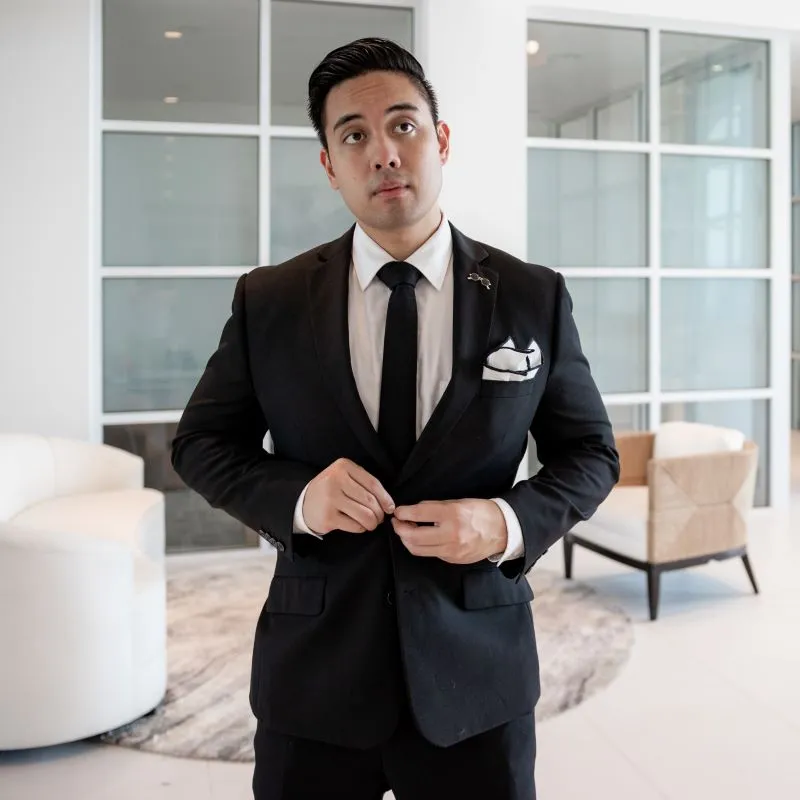 Black Border Linen Pocket Square