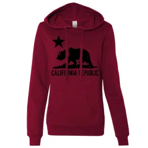California Flag Oversize Black Silhouette Ladies Fitted Hoodie