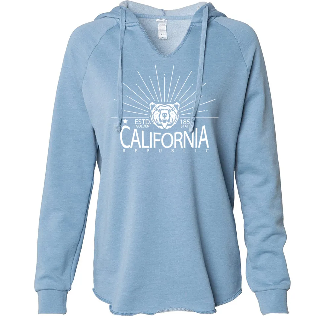 California Golden State White Print Women's Soft Hooded Pullover