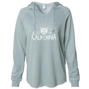 California Golden State White Print Women's Soft Hooded Pullover