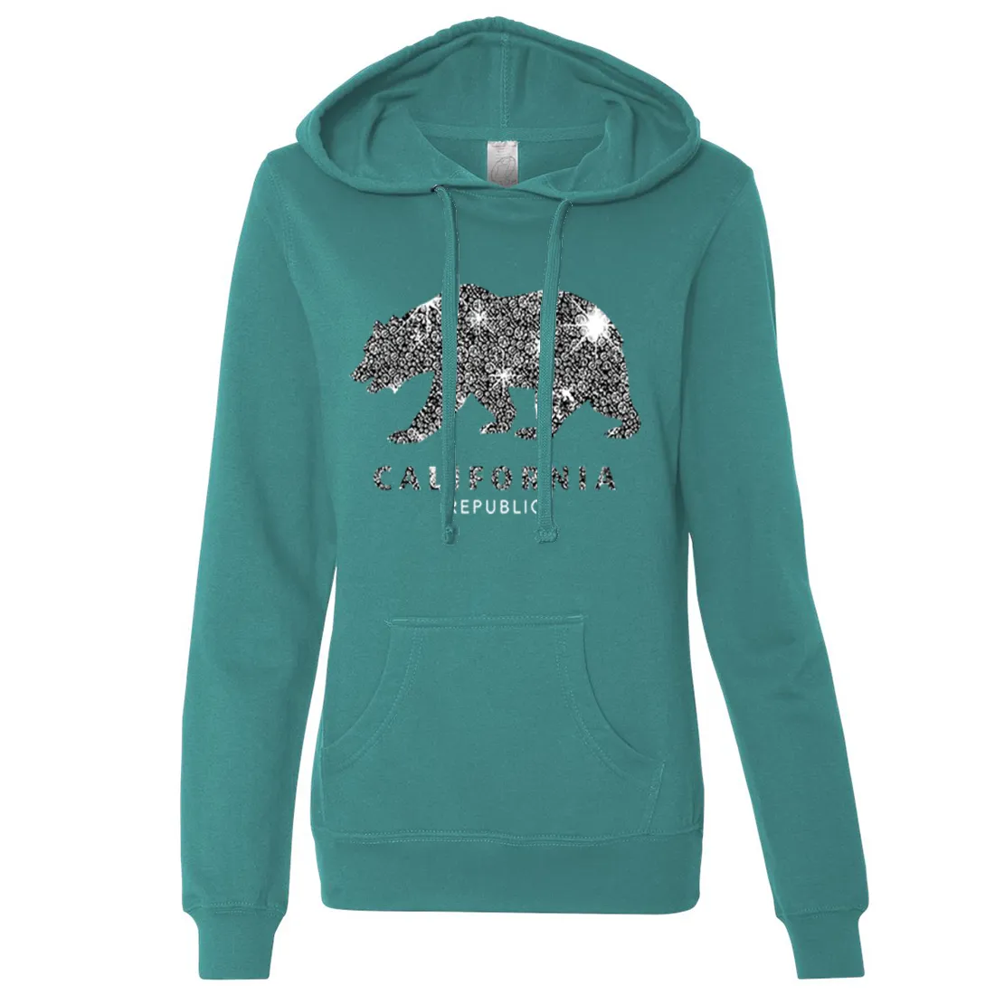 California Republic Sparkle Ladies Lightweight Fitted Hoodie