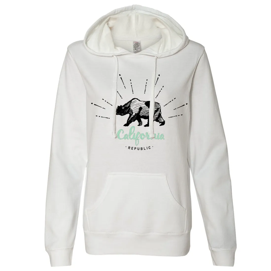 California Republic Stencil Ladies Lightweight Fitted Hoodie