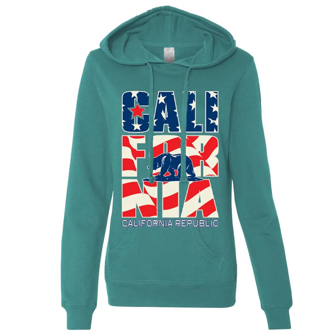 California Republic USA Flag Ladies Lt./Wt. Hoodie