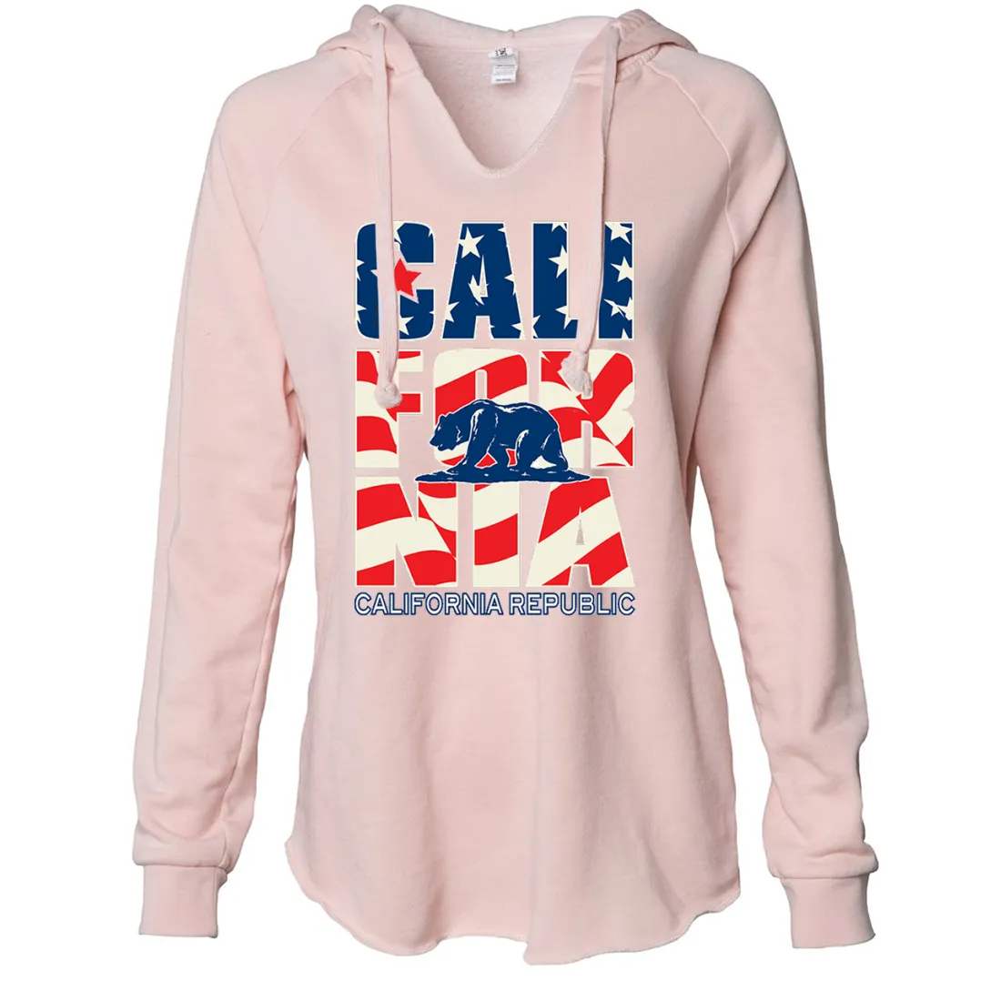 California Republic USA Flag Women's Soft Hooded Pullover