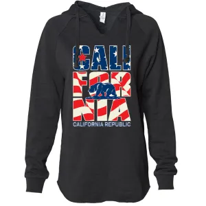 California Republic USA Flag Women's Soft Hooded Pullover
