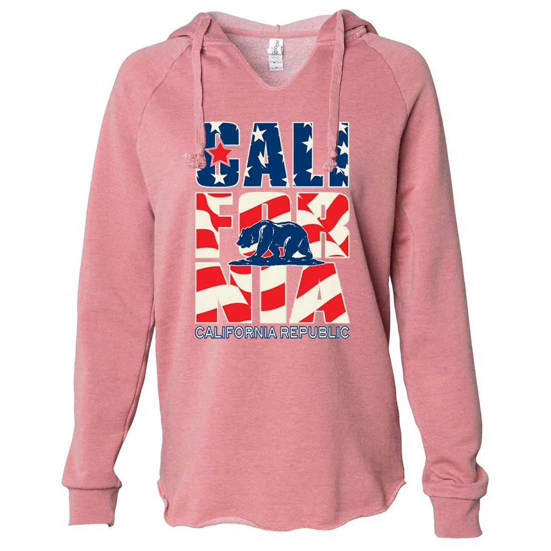 California Republic USA Flag Women's Soft Hooded Pullover