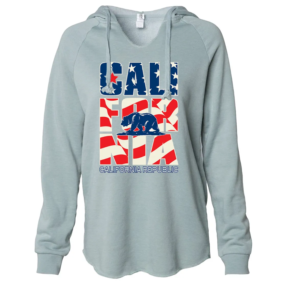 California Republic USA Flag Women's Soft Hooded Pullover