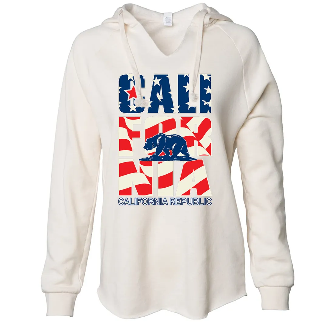 California Republic USA Flag Women's Soft Hooded Pullover