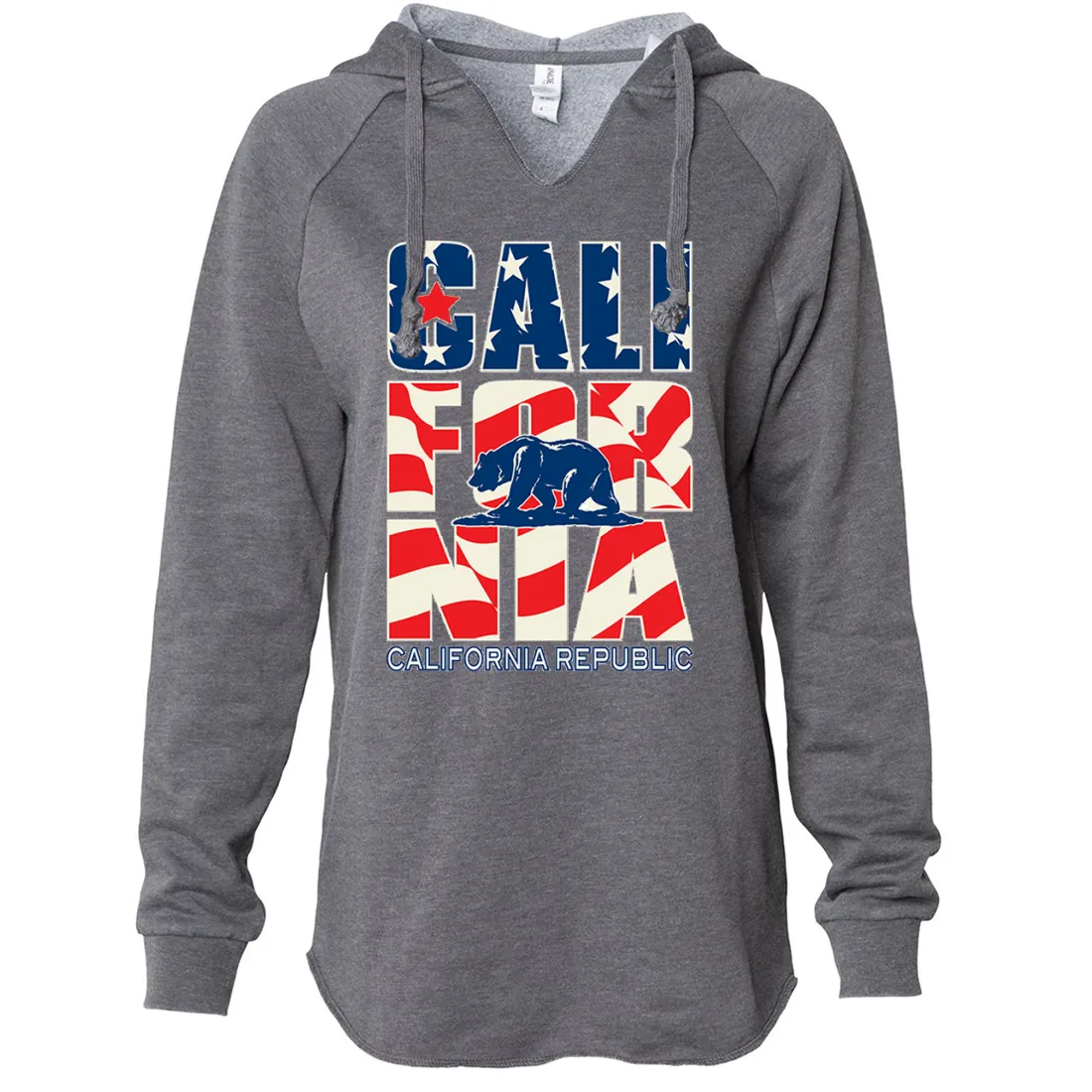 California Republic USA Flag Women's Soft Hooded Pullover