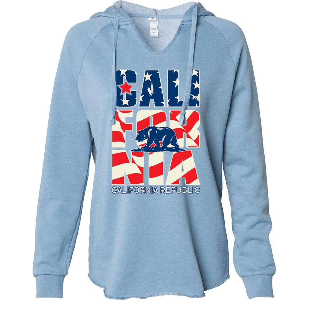 California Republic USA Flag Women's Soft Hooded Pullover