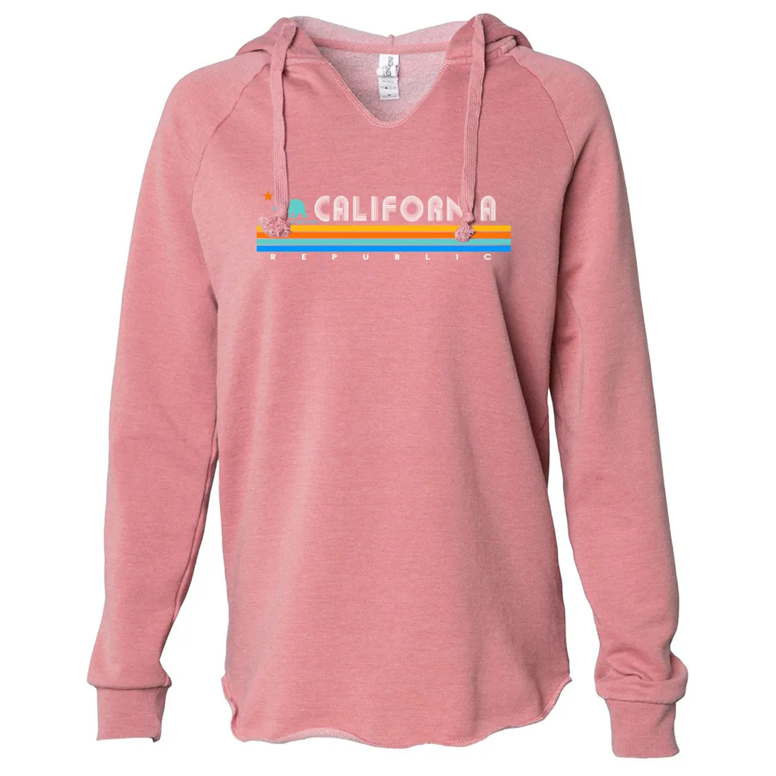 California Republic Vintage Stripe Women's Soft Hooded Pullover