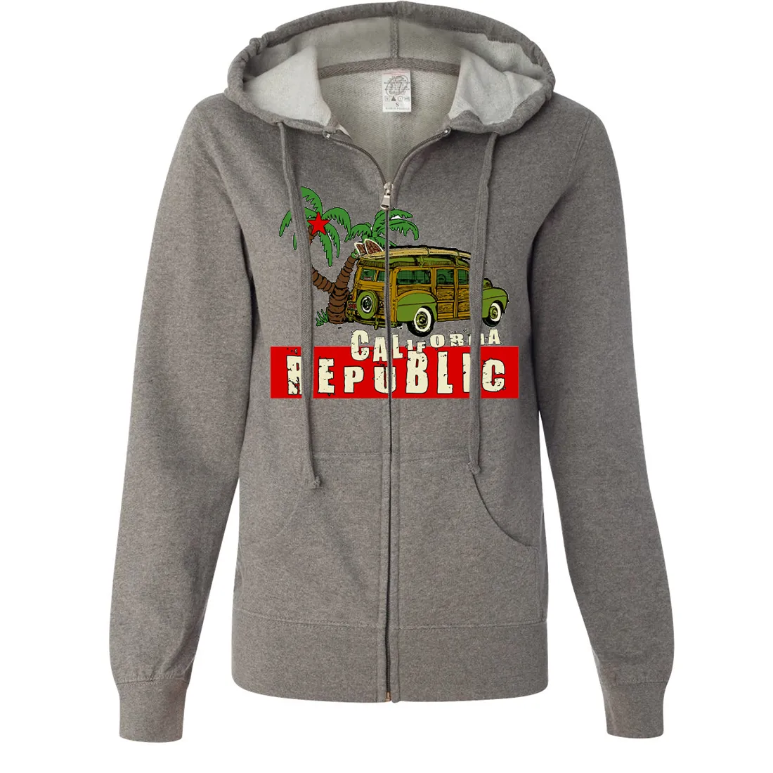 California Republic Woody Ladies Lightweight Fitted Zip-Up Hoodie