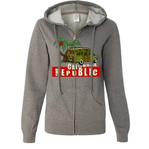 California Republic Woody Ladies Lightweight Fitted Zip-Up Hoodie