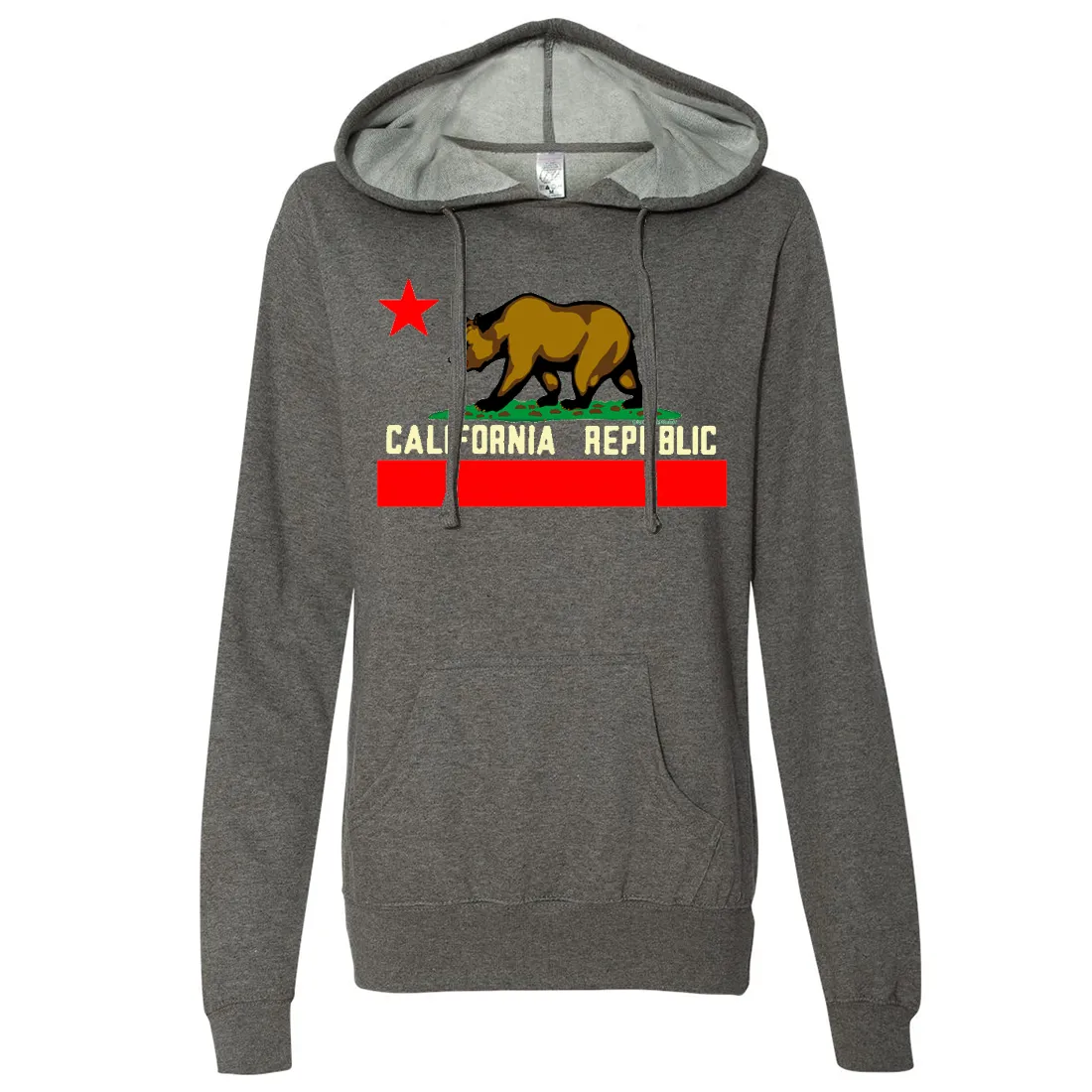 California State Flag Borderless Ladies Lightweight Fitted Hoodie
