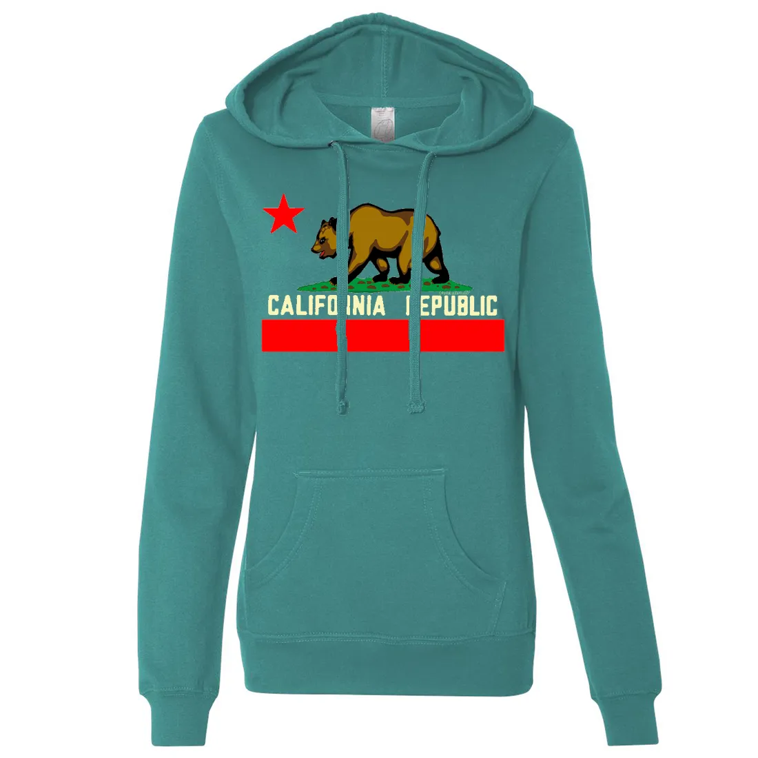 California State Flag Borderless Ladies Lightweight Fitted Hoodie
