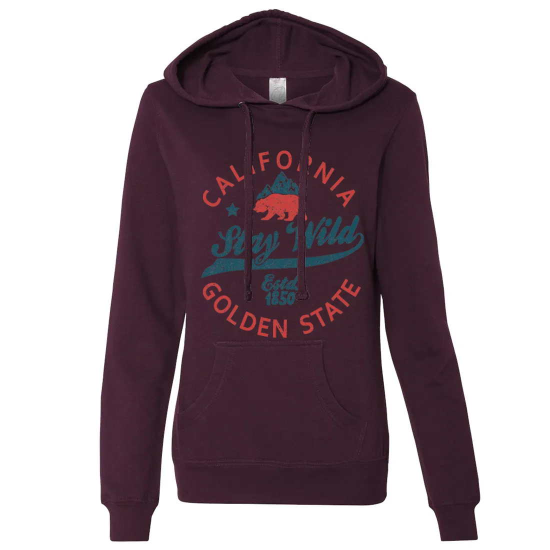 California Stay Wild Ladies Lightweight Fitted Hoodie
