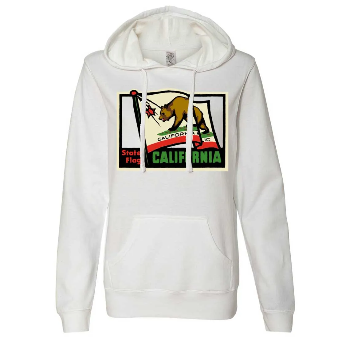 California Vintage State Flag Ladies Lightweight Fitted Hoodie