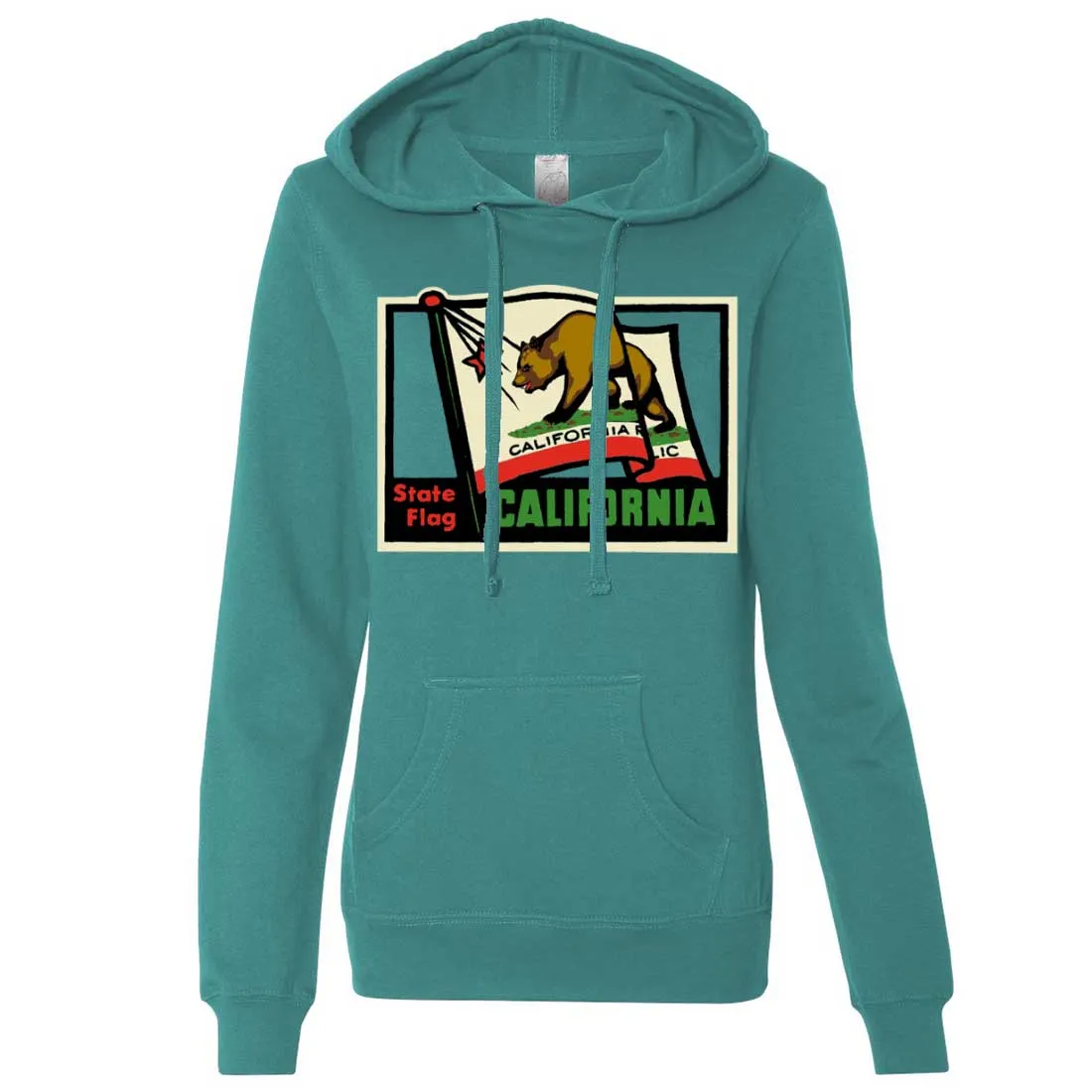 California Vintage State Flag Ladies Lightweight Fitted Hoodie