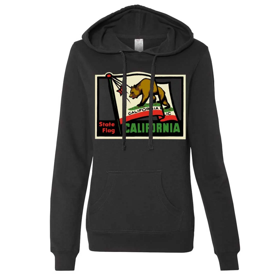 California Vintage State Flag Ladies Lightweight Fitted Hoodie