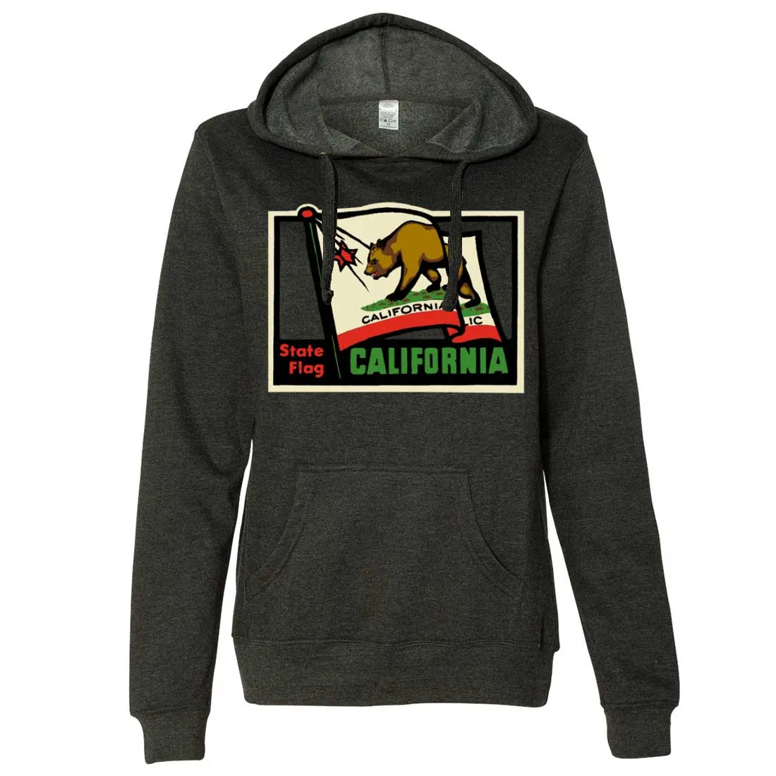 California Vintage State Flag Ladies Lightweight Fitted Hoodie