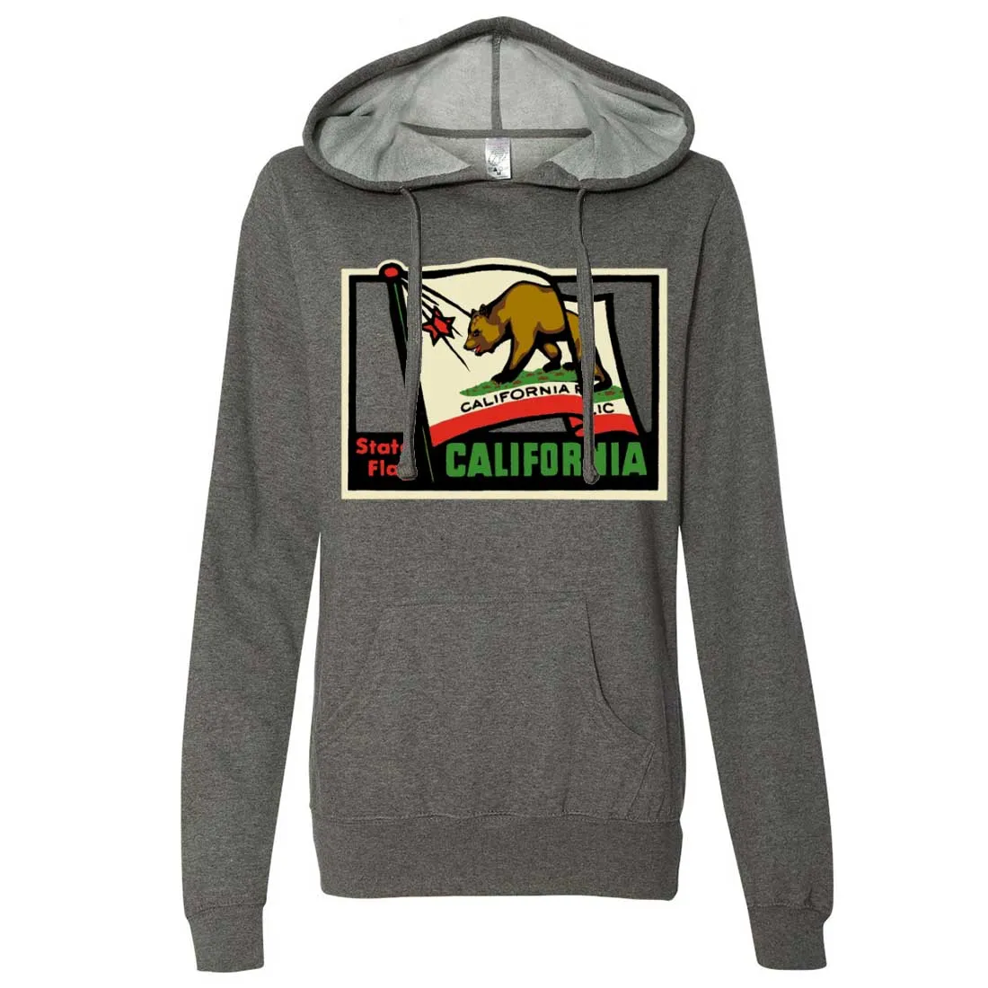 California Vintage State Flag Ladies Lightweight Fitted Hoodie