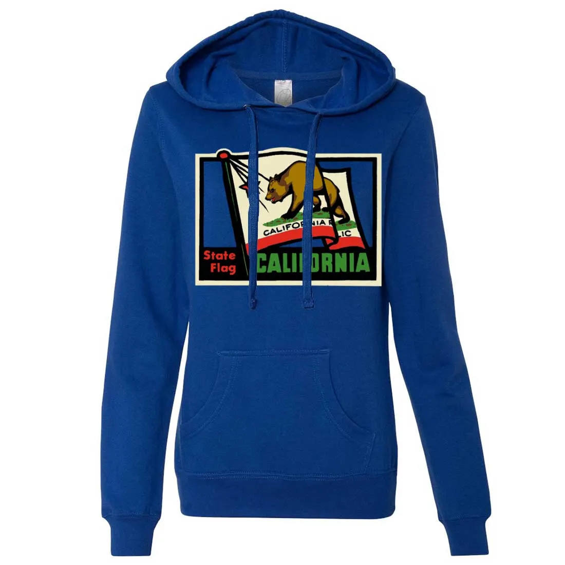 California Vintage State Flag Ladies Lightweight Fitted Hoodie