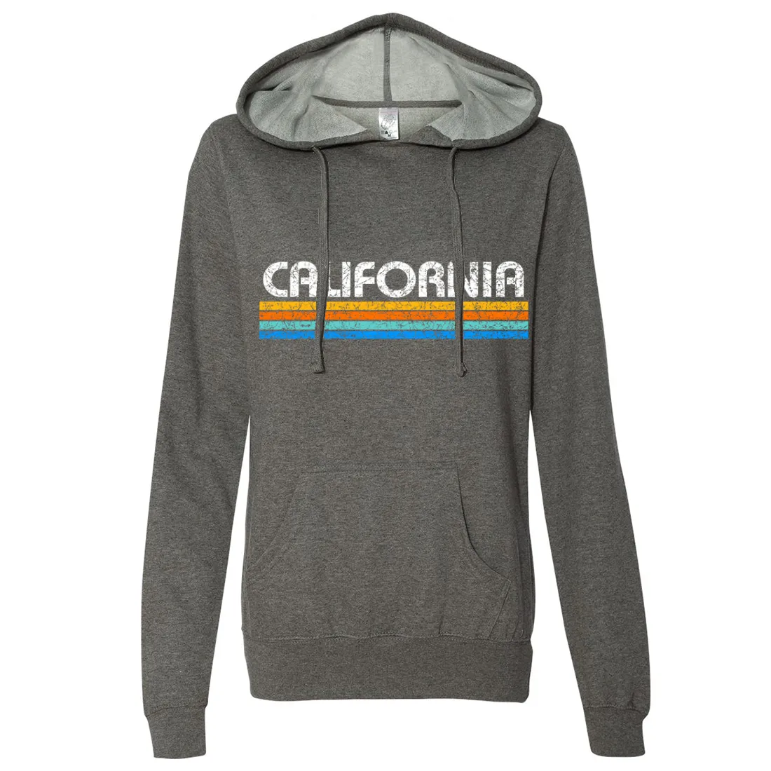 California Vintage Stripe Ladies Lightweight Fitted Hoodie